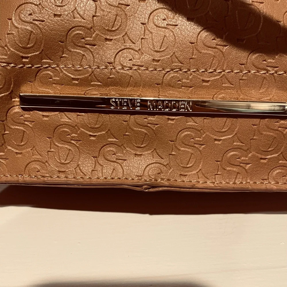 Steve Madden Bags x 3: one Light Brown Shoulder Tote, a Pouch & a keychain Bag